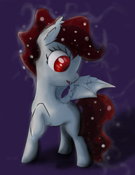 Size: 2550x3300 | Tagged: safe, artist:g-haze, imported from derpibooru, scootaloo, bat pony, pony, bat ponified, ethereal mane, fanfic art, looking back, race swap, raised hoof, red eyes, starry mane