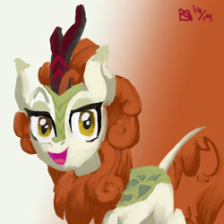 Size: 1750x1750 | Tagged: safe, artist:kelseyleah, imported from derpibooru, autumn blaze, kirin, sounds of silence, female, gradient background, solo