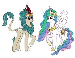 Size: 3287x2537 | Tagged: safe, artist:supahdonarudo, imported from derpibooru, princess celestia, rain shine, kirin, question mark, raised hoof, simple background, transparent background