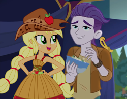 Size: 924x720 | Tagged: safe, artist:themexicanpunisher, edit, edited screencap, imported from derpibooru, screencap, applejack, dirk thistleweed, accountibilibuddies, equestria girls, equestria girls series, friendship through the ages, spoiler:choose your own ending (season 2), spoiler:eqg series (season 2), accountibilibuddies: rainbow dash, appledirk, cute, female, jackabetes, male, shipping, sleeveless, straight