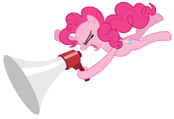 Size: 13524x9290 | Tagged: safe, artist:estories, imported from derpibooru, pinkie pie, pony, absurd resolution, female, megaphone, simple background, solo, transparent background, vector