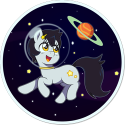 Size: 1998x2000 | Tagged: safe, artist:doctor-g, imported from derpibooru, seven seas, star dancer, earth pony, pony, my little pony: the manga, female, hairpin, mare, planet, planetary ring, saturn, solo, space, space pony, stars, wingding eyes