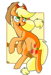 Size: 741x1078 | Tagged: safe, artist:snowolive, imported from derpibooru, part of a set, applejack, earth pony, pony, abstract background, cutie mark, female, mare, open mouth, solo