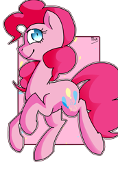 Size: 741x1078 | Tagged: safe, artist:snowolive, imported from derpibooru, part of a set, pinkie pie, earth pony, pony, abstract background, cutie mark, female, looking at you, mare, pinpoint eyes, shrunken pupils, simple background, smiling, solo, transparent background