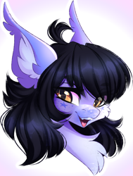 Size: 968x1280 | Tagged: safe, artist:airiniblock, imported from derpibooru, oc, oc only, oc:mitzy, bat pony, pony, bat pony oc, big ears, bust, cheek fluff, chest fluff, ear fluff, looking at you, open mouth, rcf community, solo