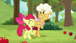 Size: 1920x1080 | Tagged: safe, imported from derpibooru, screencap, apple bloom, goldie delicious, apple, apple tree, boop, food, tree