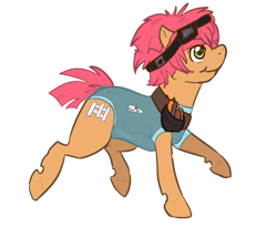 Size: 900x741 | Tagged: safe, artist:boxgoat, artist:quelux, imported from derpibooru, oc, oc only, oc:noah fence, earth pony, pony, clothes, female, goggles, mare, simple background, smiling, solo, transparent background