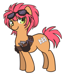 Size: 790x890 | Tagged: safe, artist:addictionhalfway, imported from derpibooru, oc, oc only, oc:noah fence, earth pony, pony, female, goggles, mare, smiling, solo, toolbelt