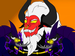 Size: 1024x768 | Tagged: safe, artist:kahnac, imported from derpibooru, lord tirek, oc, oc only, oc:tiracian, season 9, spoiler:s09, alternate universe, fanfic, grin, poster, smiling, solo