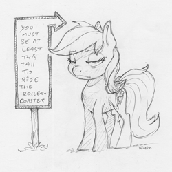 Size: 1791x1794 | Tagged: safe, artist:dilarus, deleted from derpibooru, imported from derpibooru, rainbow dash, pegasus, pony, comic:smol hors problems, female, mare, monochrome, rainbow dash is not amused, simple background, smoldash, traditional art, unamused, white background