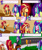 Size: 2000x2400 | Tagged: safe, artist:jake heritagu, imported from derpibooru, adagio dazzle, aria blaze, sci-twi, sunset shimmer, twilight sparkle, oc, oc:sparkling sapphire, comic:aria's archives, equestria girls, alcohol, bar, blushing, blushing profusely, chalkboard, clothes, comic, dialogue, drunk, female, flashback, glasses, lesbian, magical lesbian spawn, offspring, parent:sci-twi, parent:sunset shimmer, parents:scitwishimmer, shipping, speech bubble, suit, sunblaze, sunsagio, sunset shimmer gets all the dazzlings, sunsetsparkle