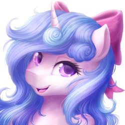 Size: 894x894 | Tagged: safe, artist:novaintellus, imported from derpibooru, oc, oc only, oc:melodia, pony, unicorn, bow, bust, female, lidded eyes, looking at you, mare, portrait, solo