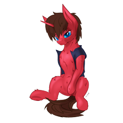 Size: 848x849 | Tagged: safe, artist:lexifyrestar, imported from derpibooru, oc, oc only, oc:flare gun, pony, unicorn, clothes, male, sitting up, solo, vest