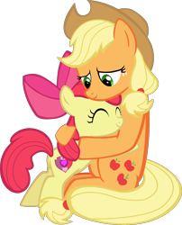 Size: 7706x9551 | Tagged: safe, artist:mrkat7214, imported from derpibooru, apple bloom, applejack, earth pony, pony, absurd resolution, adorabloom, apple bloom's bow, applebetes, applejack's hat, bow, cowboy hat, cute, daaaaaaaaaaaw, duo, female, filly, hair bow, hat, hug, jackabetes, mare, sibling love, siblings, simple background, sisterly love, sisters, sweet dreams fuel, transparent background, vector