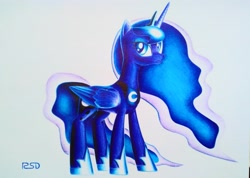 Size: 3833x2724 | Tagged: safe, artist:rsd500, imported from derpibooru, princess luna, alicorn, pony, female, simple background, solo, traditional art, white background