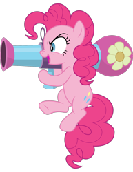 Size: 1676x2166 | Tagged: safe, artist:sonofaskywalker, imported from derpibooru, pinkie pie, earth pony, pony, the ending of the end, cutie mark, female, mare, open mouth, partillery, party bazooka, simple background, transparent background, vector