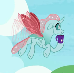 Size: 403x400 | Tagged: safe, imported from derpibooru, screencap, ocellus, changedling, changeling, the last problem, butt, cropped, drink, female, older, older ocellus, plot, solo, tea