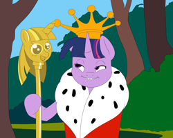 Size: 5000x4000 | Tagged: safe, artist:victoreach, imported from derpibooru, twilight sparkle, pony, absurd resolution, bucktooth, bugs bunny, crown, faic, female, hoof hold, jewelry, looney tunes, mantle, regalia, scepter, solo, twilight scepter