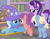 Size: 840x661 | Tagged: safe, imported from derpibooru, screencap, starlight glimmer, strawberry swing, trixie, water spout, earth pony, pegasus, pony, unicorn, the ending of the end, butt, colt, cropped, female, filly, friendship student, helping, male, plot, school of friendship