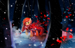 Size: 1224x792 | Tagged: safe, artist:aquagalaxy, imported from derpibooru, oc, oc only, pony, commission, forest, snow, snowfall, walking