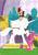 Size: 451x644 | Tagged: safe, imported from derpibooru, screencap, ballista, fall foliage, dragon, kirin, unicorn, the last problem, cropped, dragoness, female, leaning, lidded eyes, not autumn blaze, raised hoof, smiling, statue, windswept mane