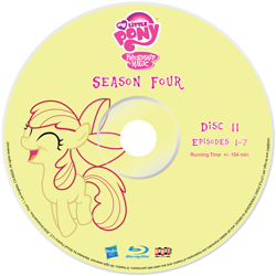 Size: 2339x2339 | Tagged: safe, artist:pixelgrip94, imported from derpibooru, apple bloom, earth pony, pony, blu-ray, bow, eyes closed, fake, fake blu-ray set, female, filly, hair bow, pronking, simple background, transparent background