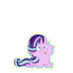 Size: 1800x1800 | Tagged: safe, artist:input-command, deleted from derpibooru, imported from derpibooru, starlight glimmer, pony, unicorn, :p, adorable face, blushing, cheek fluff, chest fluff, chibi, cute, daaaaaaaaaaaw, diabetes, fluffy, glimmerbetes, hnnng, no source available, perfection, sticker, stubby, tongue out, weapons-grade cute