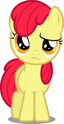 Size: 2667x5130 | Tagged: safe, artist:dashiesparkle, artist:dashiesparkle edit, edit, editor:slayerbvc, imported from derpibooru, vector edit, apple bloom, earth pony, pony, the show stoppers, accessory-less edit, confused, female, filly, missing accessory, simple background, solo, transparent background, vector