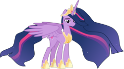 Size: 7807x4374 | Tagged: safe, artist:crystalmagic6, imported from derpibooru, twilight sparkle, alicorn, pony, the last problem, absurd resolution, crown, cutie mark, ethereal mane, female, jewelry, looking at you, mare, older, older twilight, princess twilight 2.0, regalia, simple background, smiling, solo, starry mane, tiara, transparent background, twilight sparkle (alicorn), updated, vector