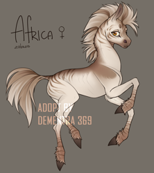 Size: 800x901 | Tagged: safe, artist:dementra369, imported from derpibooru, oc, oc only, oc:africa, hybrid, pony, zebra, zebroid, female, mare, mohawk, solo, unshorn fetlocks, zebra oc