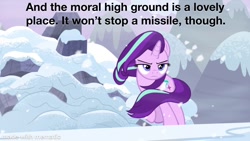 Size: 1200x675 | Tagged: safe, edit, edited screencap, imported from derpibooru, screencap, starlight glimmer, the ending of the end, caption, image macro, text, the expanse