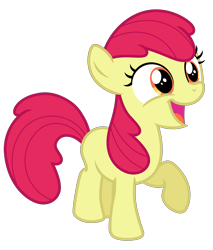 Size: 5146x6038 | Tagged: safe, artist:estories, edit, editor:slayerbvc, imported from derpibooru, vector edit, apple bloom, earth pony, pony, absurd resolution, accessory-less edit, cute, female, filly, missing accessory, open mouth, simple background, smiling, solo, transparent background, vector