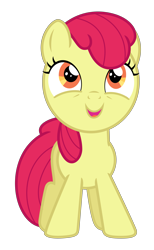 Size: 3793x6162 | Tagged: safe, artist:estories, edit, editor:slayerbvc, imported from derpibooru, vector edit, apple bloom, earth pony, pony, accessory-less edit, cute, female, filly, missing accessory, open mouth, simple background, solo, transparent background, vector
