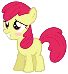 Size: 4669x5063 | Tagged: safe, artist:estories, edit, editor:slayerbvc, imported from derpibooru, vector edit, apple bloom, earth pony, pony, absurd resolution, accessory-less edit, blushing, female, filly, missing accessory, simple background, solo, transparent background, vector