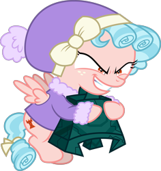 Size: 7554x8000 | Tagged: safe, artist:chrzanek97, artist:sinkbon, imported from derpibooru, cozy glow, pegasus, pony, frenemies (episode), .svg available, absurd resolution, beanie, clothes, cutie mark, female, filly, flying, grogar's bell, hat, simple background, solo, transparent background, vector, winter outfit