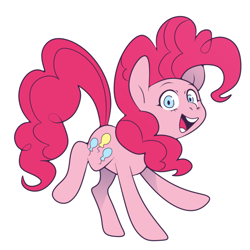 Size: 1000x1000 | Tagged: safe, artist:zubastyypersik, imported from derpibooru, pinkie pie, earth pony, pony, cute, diapinkes, female, looking at you, mare, open mouth, simple background, solo, white background