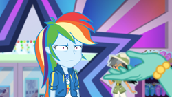 Size: 1164x655 | Tagged: safe, imported from derpibooru, screencap, chestnut magnifico, daring do, rainbow dash, zephyr breeze, equestria girls, equestria girls series, holidays unwrapped, spoiler:eqg series (season 2), cropped, da fuq, dashing through the mall, faic, female, geode of super speed, hand, magical geodes, male, meme, not amused face, plusplus, rainbow dash is best facemaker, rainbow dash is not amused, reaction image, shrunken pupils, special eyes, thousand yard stare, unamused