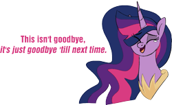 Size: 961x590 | Tagged: safe, artist:taaffeiite, deleted from derpibooru, derpibooru exclusive, imported from derpibooru, twilight sparkle, alicorn, pony, equestria girls, rainbow rocks, the last problem, spoiler:s09, bust, crying, dialogue, end of ponies, ethereal mane, female, jewelry, mare, movie reference, older, older twilight, open mouth, princess twilight 2.0, regalia, simple background, smiling, solo, tears of joy, transparent background, twilight sparkle (alicorn)