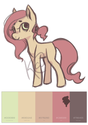 Size: 1400x2000 | Tagged: safe, artist:hippykat13, artist:sabokat, imported from derpibooru, oc, oc only, earth pony, pony, adoptable, beauty mark, color palette, cute, obtrusive watermark, ponytail, solo, watermark