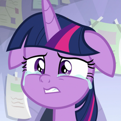 Size: 1079x1078 | Tagged: safe, imported from derpibooru, screencap, twilight sparkle, alicorn, pony, the ending of the end, cropped, crying, female, floppy ears, grimace, gritted teeth, mare, reaction image, sad, solo, twilight sparkle (alicorn)