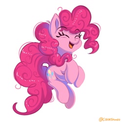 Size: 1000x1000 | Tagged: safe, artist:ask-colorsound, imported from derpibooru, pinkie pie, earth pony, pony, cute, diapinkes, eyes closed, female, mare, open mouth, simple background, solo, white background