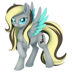 Size: 1267x1285 | Tagged: safe, artist:dusthiel, imported from derpibooru, oc, oc only, oc:ri, pegasus, pony, chest fluff, commission, female, looking at you, mare, pegasus oc, raised hoof, simple background, smiling, solo, transparent background, two toned wings, wings