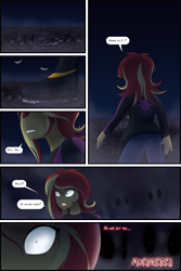 Size: 1500x2250 | Tagged: safe, artist:jase1505, imported from derpibooru, sunset shimmer, ghost, ghost pony, human, series:sunlight horizons, equestria girls, comic, mindscape, nightmare, scared