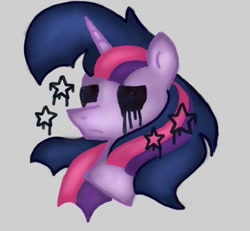 Size: 400x370 | Tagged: safe, artist:hunterthewastelander, imported from derpibooru, twilight sparkle, goo, pony, black sclera, black tears, bust, crying, female, mare, solo