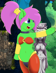 Size: 2185x2838 | Tagged: safe, artist:big brawler, artist:spk, imported from derpibooru, oc, oc only, oc:zippy sparkz, genie, pony, semi-anthro, belly button, breasts, chestbreasts, clothes, female, outfit, ponytail, shantae, shantae (character), solo