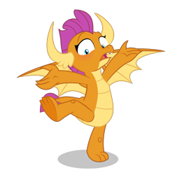 Size: 2500x2500 | Tagged: safe, artist:creativescribbles, imported from derpibooru, smolder, dragon, blushing, dragoness, explicit source, female, simple background, solo, standing, standing on one leg, transparent background