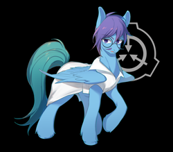 Size: 1600x1400 | Tagged: safe, artist:alleycat, imported from derpibooru, oc, oc only, oc:dr.picsell dois, pegasus, pony, clothes, lab coat, male, scp, scp foundation, simple background, solo