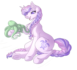 Size: 3408x3138 | Tagged: safe, artist:amazing-artsong, imported from derpibooru, oc, oc only, oc:serenity, octopus, pony, unicorn, female, high res, mare, simple background, solo, transparent background, underhoof