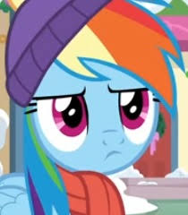 Size: 210x240 | Tagged: safe, imported from derpibooru, rainbow dash, pony, best gift ever, cap, female, hat, snow