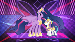 Size: 3840x2160 | Tagged: safe, artist:90sigma, artist:crystalmagic6, artist:laszlvfx, edit, imported from derpibooru, shining armor, twilight sparkle, alicorn, pony, the last problem, brother and sister, female, male, older, older twilight, princess twilight 2.0, siblings, size comparison, twilight sparkle (alicorn), wallpaper, wallpaper edit